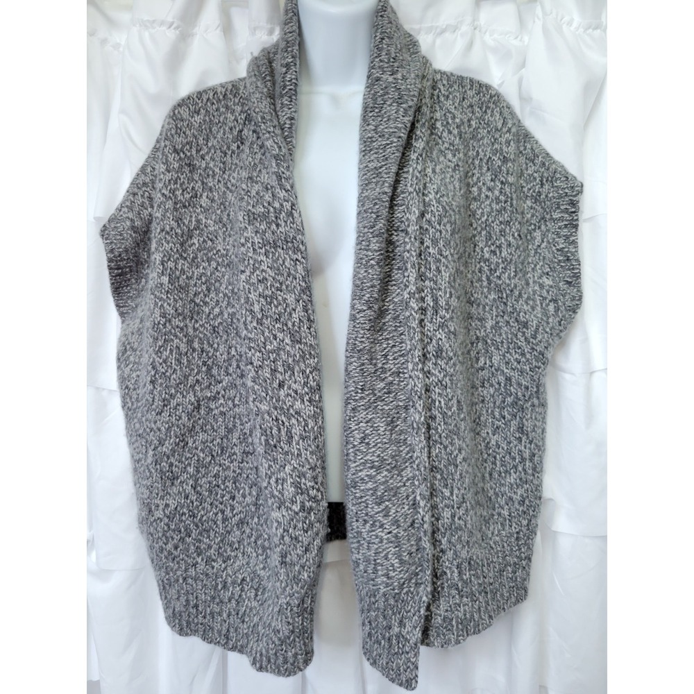 DKNY Grey Marl Chunky Knit Shawl Collar Open Front Cardigan Vest Womens P/S 723